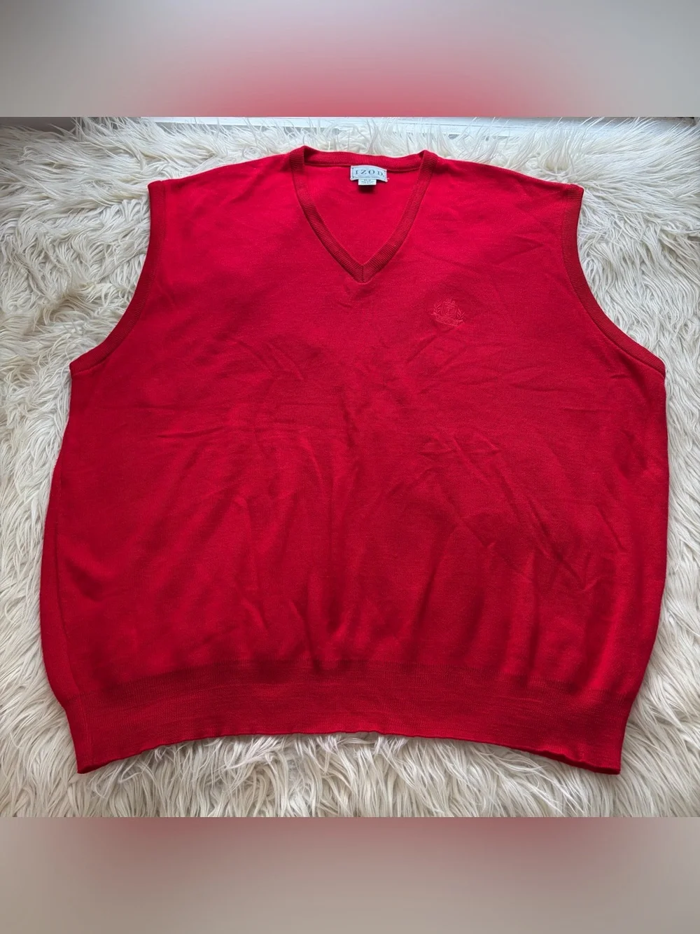 Vintage Izod Red Sleeveless Sweater Vest Men’s Big 3X Casual Preppy USA Made